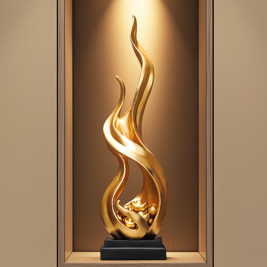 ZOCI entrance hall ornaments vertical high slender Zen style wind and water rise abstract art atmosphere home living room niche sculpture thin wind and water rise ornaments (Q4025 orange-yellow-treasure)