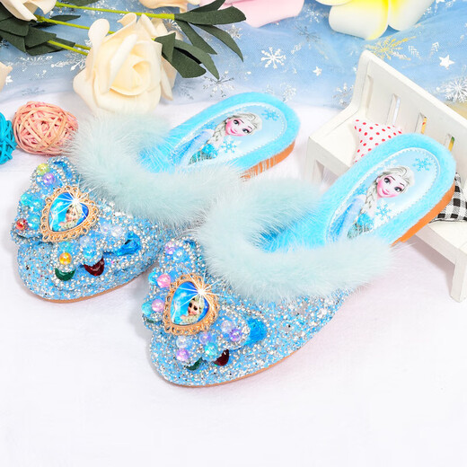 BAOZOUXIE Girls' Cotton Slippers Indoor Home Furry Autumn and Winter Wool Slippers Winter Cotton Shoes Girls Crystal Shoes Baby Slippers 388 Wings Pink 28 / Inner Length 17.5CM