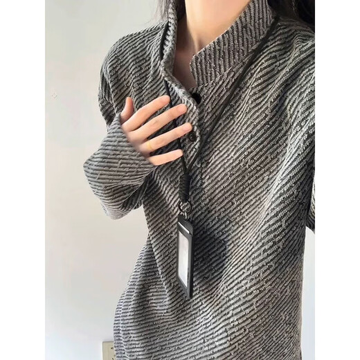 7 excellent products Henry collar sweatshirt men's autumn and winter American heavy base polo shirt loose casual jacket top men CQS-3309 Gray M