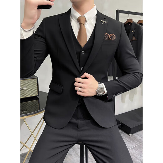 UOSO brand light luxury high-end men's suit suit men's plus size men's solid color suit suit men's three-piece dress suit group purchase customization discounts available for consultation S