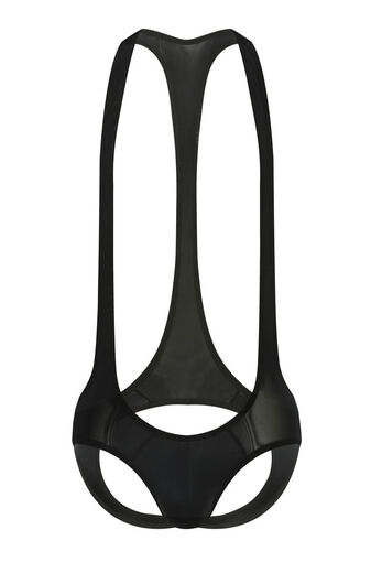 Men's underwear one-piece back briefs fitness performance underwear silky thin men's thong black L