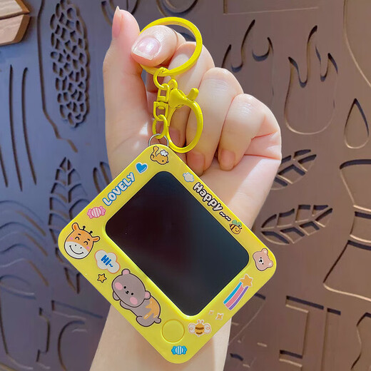Early education educational handheld mini electronic game console toy, nostalgic classic computer tic-tac-toe game, LCD handwriting board, creative gift keychain pendant, mini handwriting board keychain (one random color)