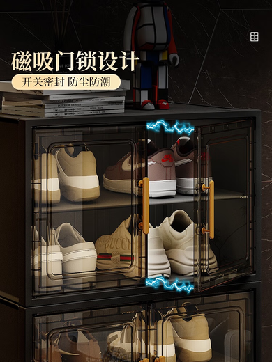 Shoe rack 2025 new multi-layer transparent shoe box storage cabinet integrated wall artifact indoor home door shoe cabinet cost-effective choice 2 columns 6 layers 12 grids black-24 pairs of large size shoes