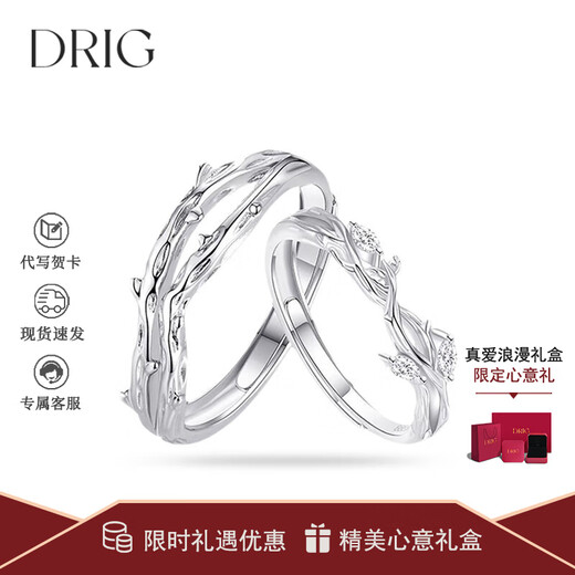 DRIG ring couple ring men and women sterling silver 2025 new light luxury proposal confession wedding anniversary birthday gift for women with branches ring light luxury gift box