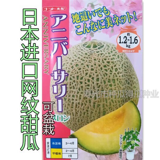 Japanese imported reticulated melon seeds, sweet watermelon horn honey seeds, fruit spring vegetable seeds, white skin and green flesh melon 100 original pieces
