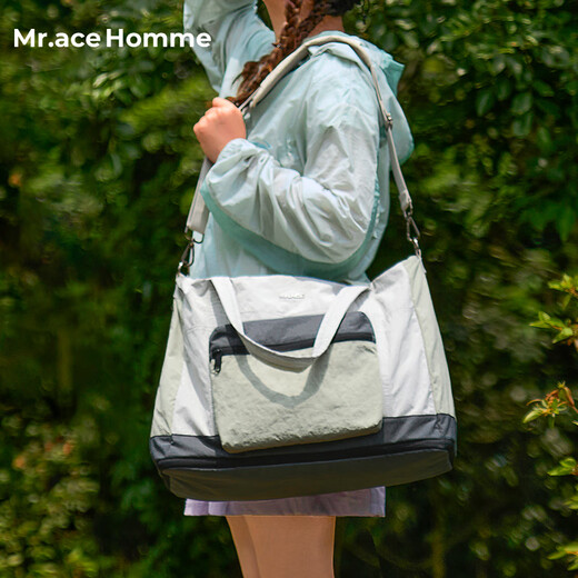 Mr.ace Homme portable short-distance travel bag women's foldable large-capacity storage sports bag travel boarding luggage bag men's wheat brown