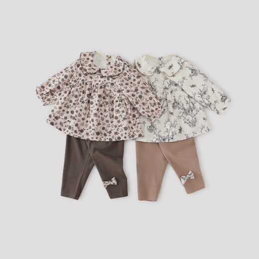 巴厘小猪女童秋装2025新款女宝宝两件套森系分体衣ins风春秋衣服儿童套装 时光清浅 80 cm