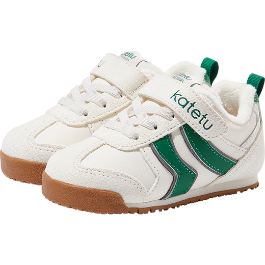 Carter Rabbit children's shoes children's sports shoes 2024 winter velvet warm bread shoes toddler shoes girls functional running shoes off-white green 19 inner length 12.0cm foot length 11.0-11.5