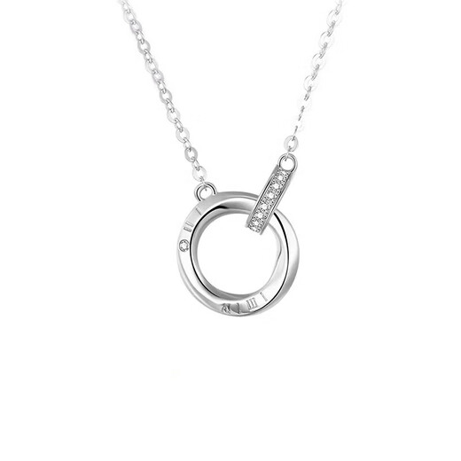 Möbius Ring Platinum Necklace for Men and Women PT950 Platinum Plain Chain Clavicle Chain Mid-Autumn Festival Gift for Boyfriend and Girlfriend Platinum Möbius Necklace for Women + Certificate