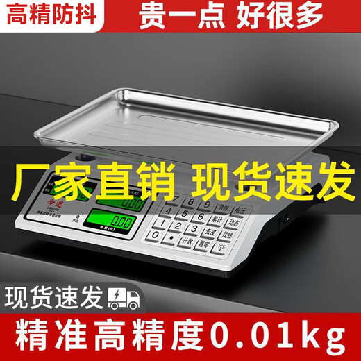 Today's selection (jinxuan) weighing electronic scale for business use, commercial stall-specific platform scale, high-precision market Jin Jin is equal to 0.5 kg, small electronic scale, fruit kitchen gram scale, food food scale, rechargeable black shell, waterproof universal key, black letter concave plate