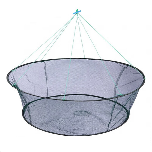 Fishing net open folding lifting net fishing net shrimp net lobster net fishing net lifting fish net moving net diameter 80 cm bottom diameter 60 (10 packs of bait + accessories)