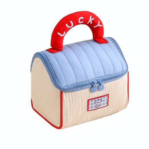 Fat Donglai same style dopamine small house cosmetic bag house-shaped cute cosmetic bag souvenir large capacity for girls (house bag) blue and white