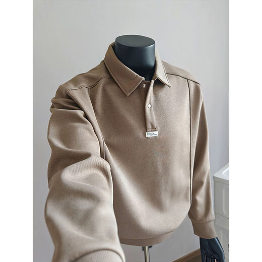 7 excellent products Henry collar sweatshirt men's autumn and winter new American lapel bottoming shirt heavy loose jacket top men 0663-D838 black M