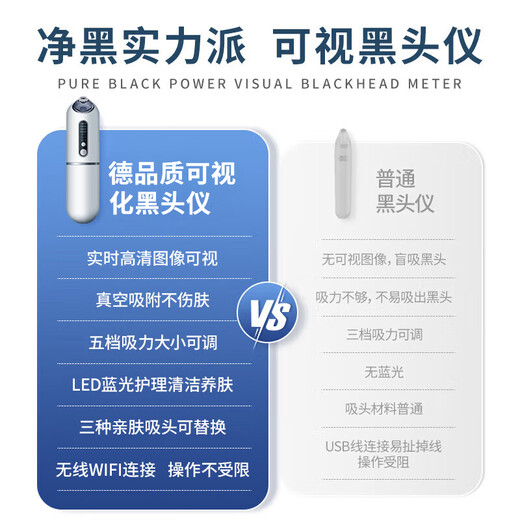 Xiaomi Jian Blackhead Cleaning Magic Instrument Visual Blackhead Instrument Suction Blackheads and Acne Cleansing Pore Instrument Extra Large Suction Pore Cleaner Facial Cleanser Home Facial Cleansing and Beauty Instrument Second Generation Upgraded Model Visual Blackhead Instrument + Large Suction Power + Long Battery Life