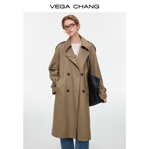 VEGA CHANG relaxed windbreaker, delicate sheep wool 25 autumn style, hidden meat, slimming and long coat, warm camel brown M