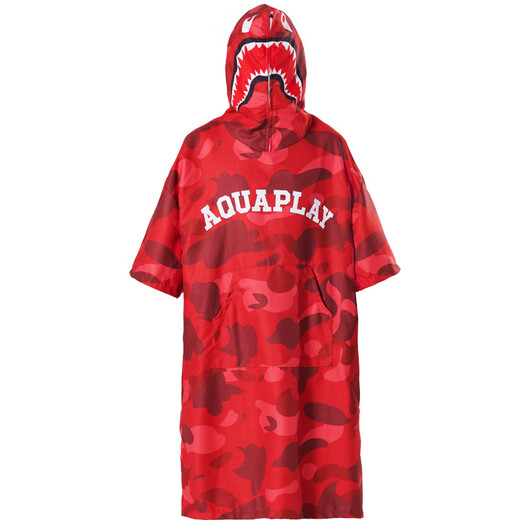 He Jiagong Diving Cloak Warm Swimming Bathrobe Jacket Bath Towel Sun Protection Adult Swimsuit Beach Changing Towel Adult Red Shark (One size fits all, can be worn by men and women, suitable for 150-190cm) One size