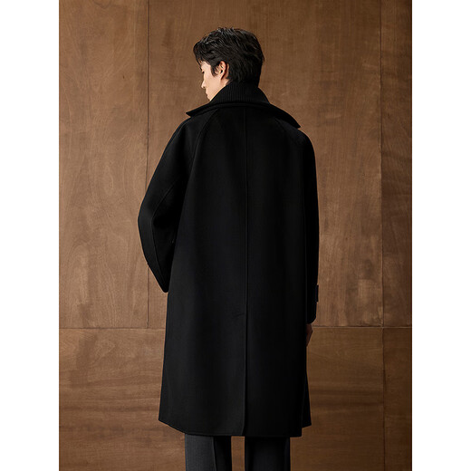 GXG Men's Wear Shopping Mall Same Style Fake Two Long Coats 2025 Winter New Arrival G25X264010 Black M