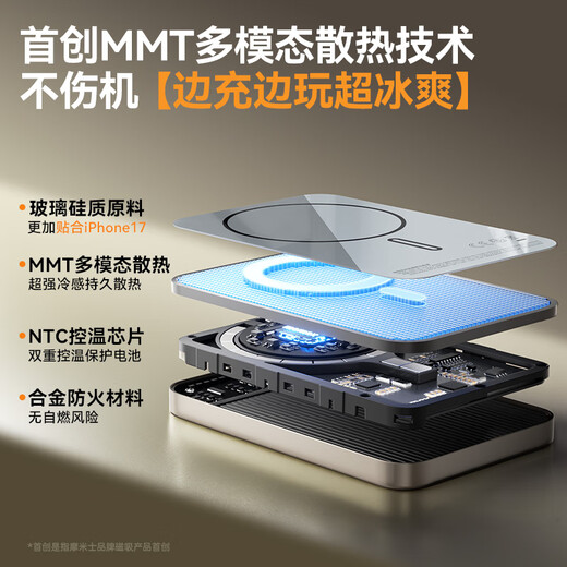 Momis 3C certified Apple Magsafe magnetic power bank ultra-thin 10000 mAh wireless fast charging mobile power supply can be used on airplanes and suitable for iPhone17 Xiaomi mobile phone