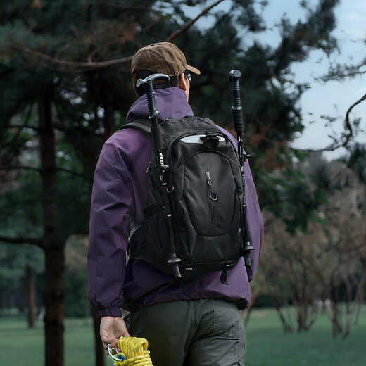 Hiking bag, outdoor professional backpack, trekking pole fixed, lightweight hiking bag, travel multi-functional backpack, sports bag, obsidian black (classic stain-resistant)