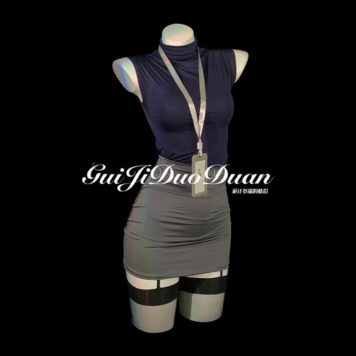 Scheming couple, personal secret, temperament and sexy secretary OL uniform hip skirt, qqny underwear for women, red++ black suspender stockings, one size fits all