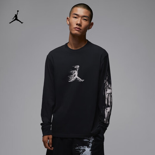 Nike Jordan men's basketball quick-drying long-sleeved T-shirt winter new pure cotton JORDAN DRI-FIT HQ9039 010 black/white 3XL