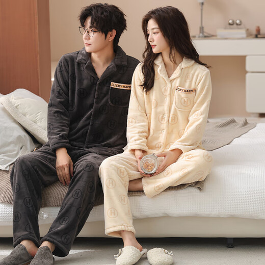Congxin's 25-year-old new coral velvet couple's pajamas for autumn and winter plus velvet and thickened teen men's and girls' home wear suits 9212 L male (height 170-175, weight 120-140)