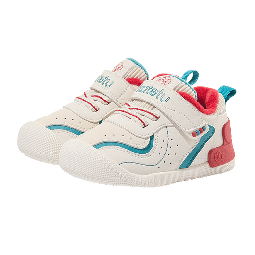 Carter Rabbit children's shoes, toddler shoes, children's winter velvet warm cotton shoes for boys and girls, non-slip and wear-resistant shoes, white, blue and gray 19, inner length 12.0cm, foot length 11.0-11.5