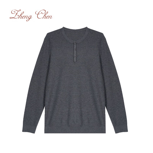 Zhengchen/Zhengchen mulberry silk cashmere blended Henry collar sweater men's autumn top Y-M96352 white one size 48