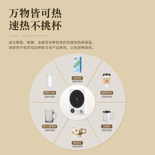 Puzhi Heating Coaster Adjustable Temperature Smart Home Hot Milk Artifact Dormitory Office Constant Temperature 55 Degrees with Cup Warming Cup Base Insulated Coaster Automatic Constant Temperature Coaster Set BD50 Ivory White Can Boil 100 Degree Boiled Water + 15 Temperature Adjustments 1L