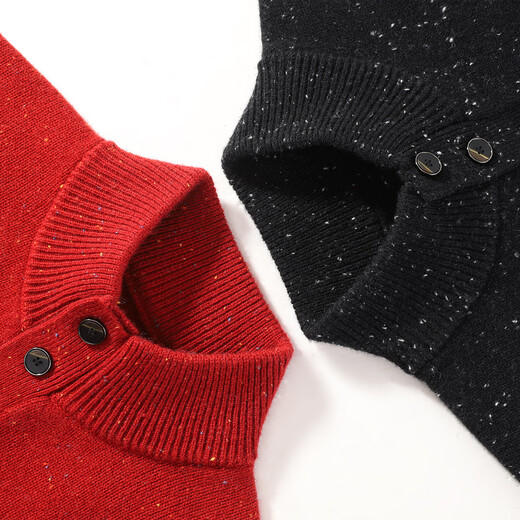Antonio 400G heavyweight thickened Henry collar light luxury warm cashmere sweater for men 100% cashmere sweater holiday red color dots M /48 170/88A