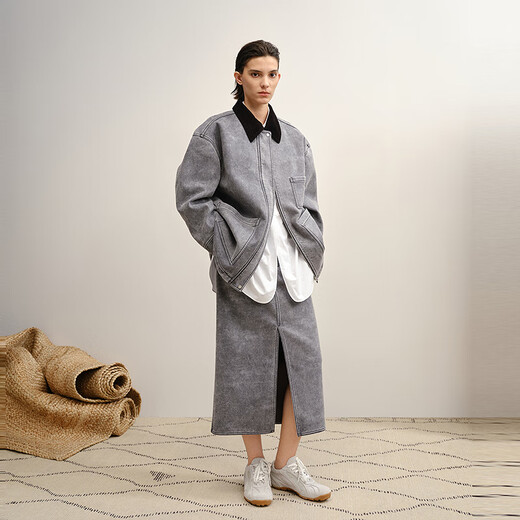 LESS [same style in the mall] 2025 winter new H-type loose casual mid-length waist skirt 2P0D16780 001 black S