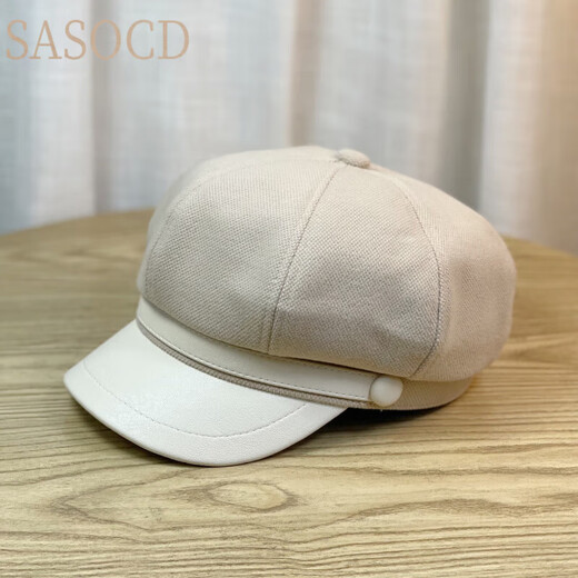 SASOCD autumn and winter duck-tongued hat for women Japanese casual retro painter's hat beret showing face little British all-match octagonal hat black one size fits all adult 54-58 adjustable
