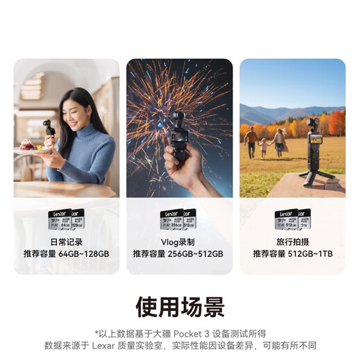 雷克沙（Lexar）1TB TF(MicroSD)存储卡 V30 4K 读205MB/s 无人机运动相机Pocket3官方推荐内存卡(SILVER PLUS)