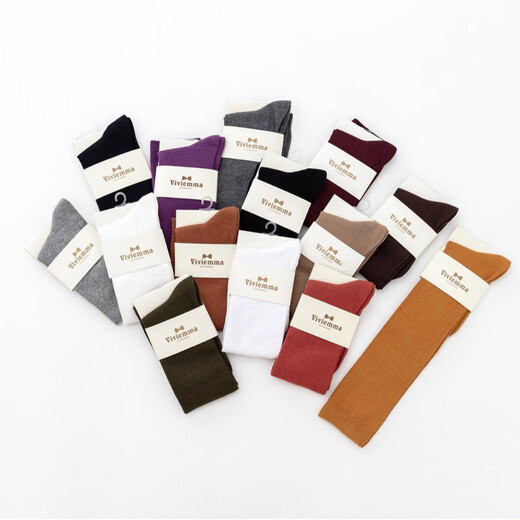 Women's cotton long leg socks, knee socks, pile socks, cotton mid-calf socks, long socks, solid color high socks, women's socks, black, one size fits all