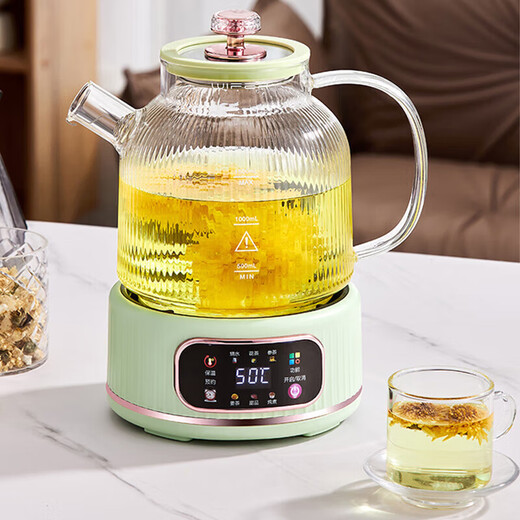 Health kettle with integrated heat preservation, fully automatic constant temperature, all-glass 1.2L kettle, stewing two-in-one 1.2L grass green - no leakage - 12H reservation