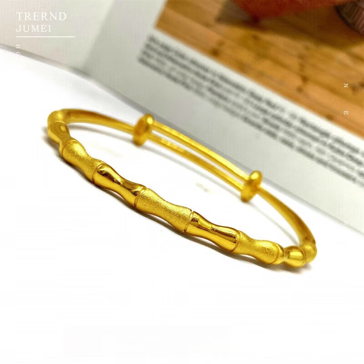 Junshi Gold Store New K Anti-gold Bracelet Women's 3D Hard Gold Rising 999 Golden Bamboo Beads Bamboo Bracelet Adjustable
