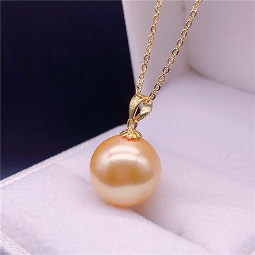 Book pocket large round natural pearl powder pendant pearl necklace women's light luxury multi-sense jewelry free silver chain 18K gold holder white beads 18k gold platinum holder 16-17mm45cm