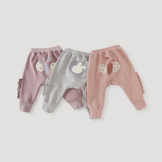 Bali Piggy Baby Big Butt Pants Autumn and Winter Super Cute Infant Casual Pants Thickened and Warm Winter Children's Velvet Pants Sakura Pink 90