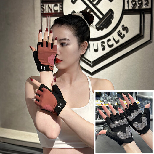LULULEMENG-YOGA yoga sports gloves for men and women outdoor bicycle half-finger anti-slip gloves shock-proof fitness cycling gloves A03 Yanhong S for girls with small hands