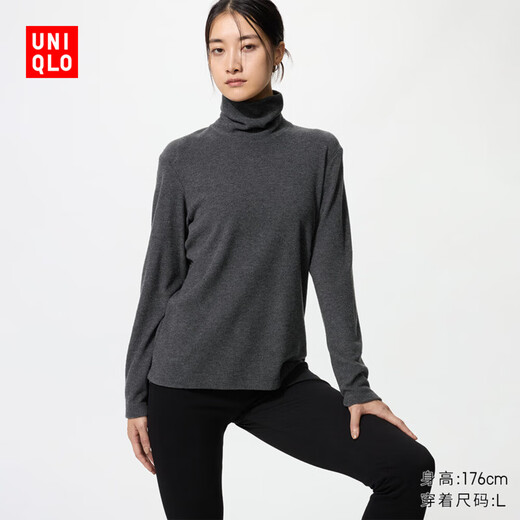 Uniqlo Women's HEATTECH Polar Fleece Two Lapel Pullover/Long Sleeve 25 Autumn and Winter New Style 479608 07 Blue Gray M /160/84A