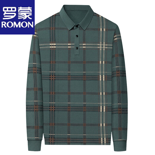 Luo Meng high-end men's long-sleeved T-shirt, thickened velvet, spring and autumn middle-aged dad's casual striped warm base POLO shirt, apricot XL