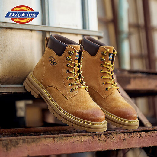 Dickies men's Martin boots high-top fashionable men's boots work boots couple boots men's earthy yellow 41-men's style