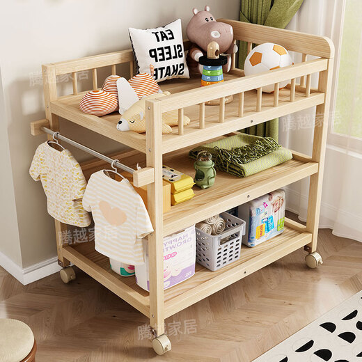 He Jiagong solid wood changing table removable nursing table bath massage multi-functional baby newborn baby touching changing table pure solid wood three-layer changing table + pink Mickey Mouse nursing pad