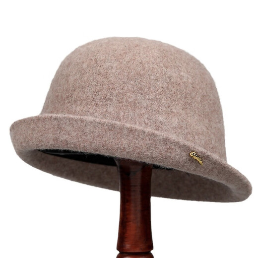 Fangchi Hat Women's Autumn and Winter Mother's Versatile Solid Color Curly Face Showing Small Fisherman Hat Fashionable Warm Woolen Basin Hat Mocha Color M(56-58cm)