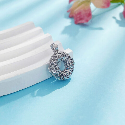 China Gold (CHINA GOLD) platinum pendant pt950 Fulu Ping An copper coin pattern gold wire Ping An buckle pendant as a gift for girlfriend and wife, about 2.7g