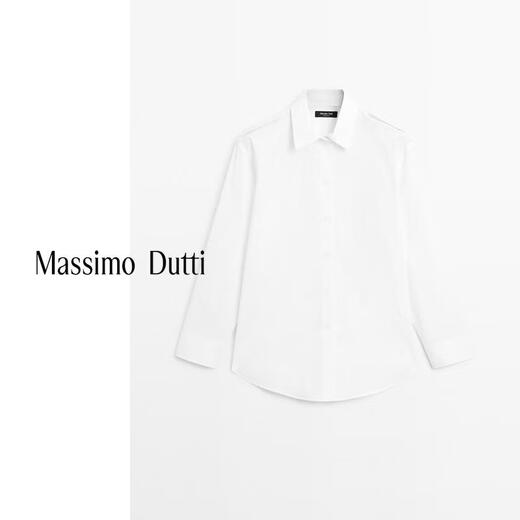 Massimo Dutti Autumn and Winter New Products 2025 Women's Clothing Classic and versatile basic high-intelligence pure cotton long-sleeved shirt 05137887 White S (170/88A)