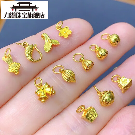 Lihu Lao Phoenix 999 quality 18k gold drip accessories 18K gold drip ancient gold lotus bell 18K pure gold No. 15 single star Lao Fengxiang quality