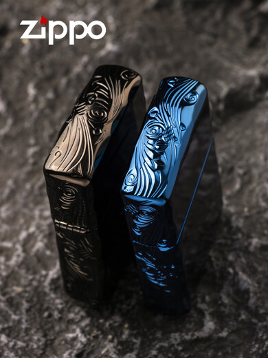 ZIPPO lighter imported from Japan, genuine ZIPPO kerosene windproof limited edition armor, engraved koi gem, blue koi, ready stock, quick delivery, oil stone gift box set