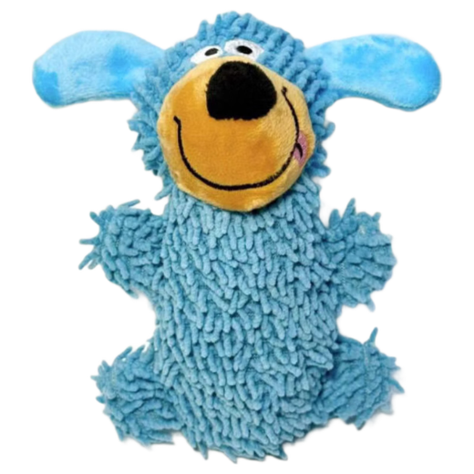 Mop plush cute dog making noises and throwing molar toys large and small dog training interactive plush toy upgraded version mop plush thin dog 2 pieces blue + yellow magic teeth cleaning fabric