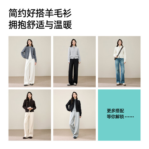 ESE-Y Yiyang 100% Wool Cardigan Women's 2025 Winter New Half-Turtle Collar Casual Loose Slim Thick Sweater Jacket Dark Gray M